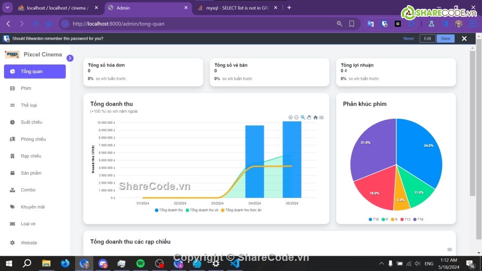 web đặt vé xem phim,php,mysql,Source code web